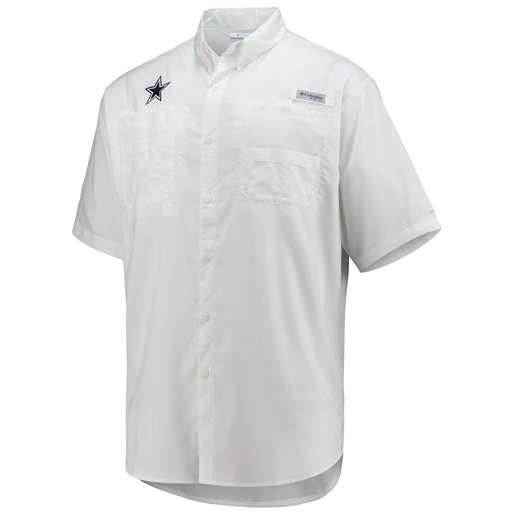 Men's Columbia White Dallas Cowboys Tamiami Omni-Shade Button-Down Short Sleeve Shirt