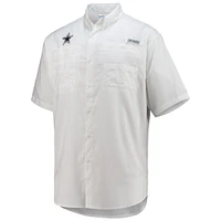 Men's Columbia White Dallas Cowboys Tamiami Omni-Shade Button-Down Short Sleeve Shirt