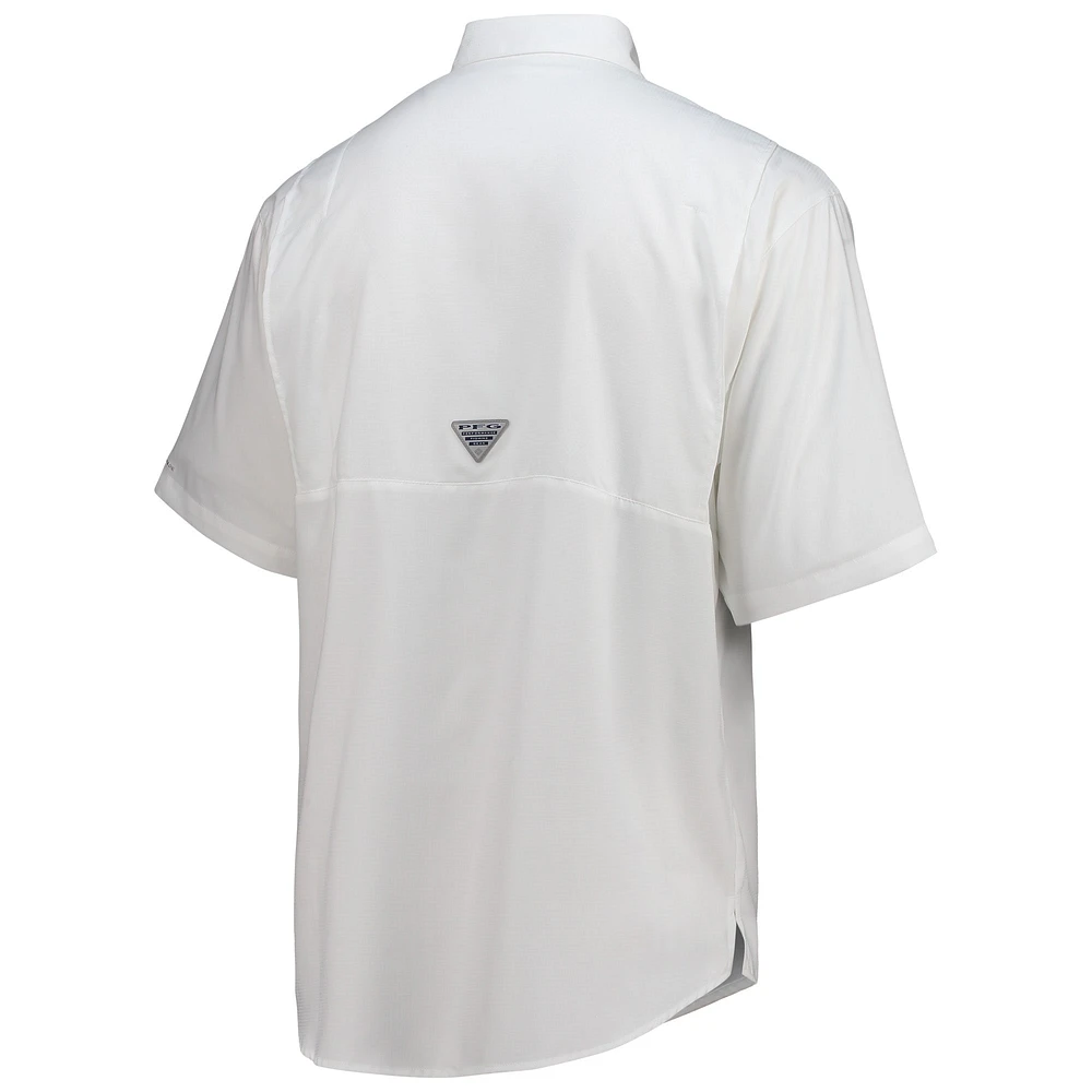 Men's Columbia White Dallas Cowboys Tamiami Omni-Shade Button-Down Short Sleeve Shirt