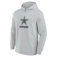 Men's Fanatics Gray Dallas Cowboys Elements Blaze Tri-Blend Long Sleeve Hoodie T-Shirt