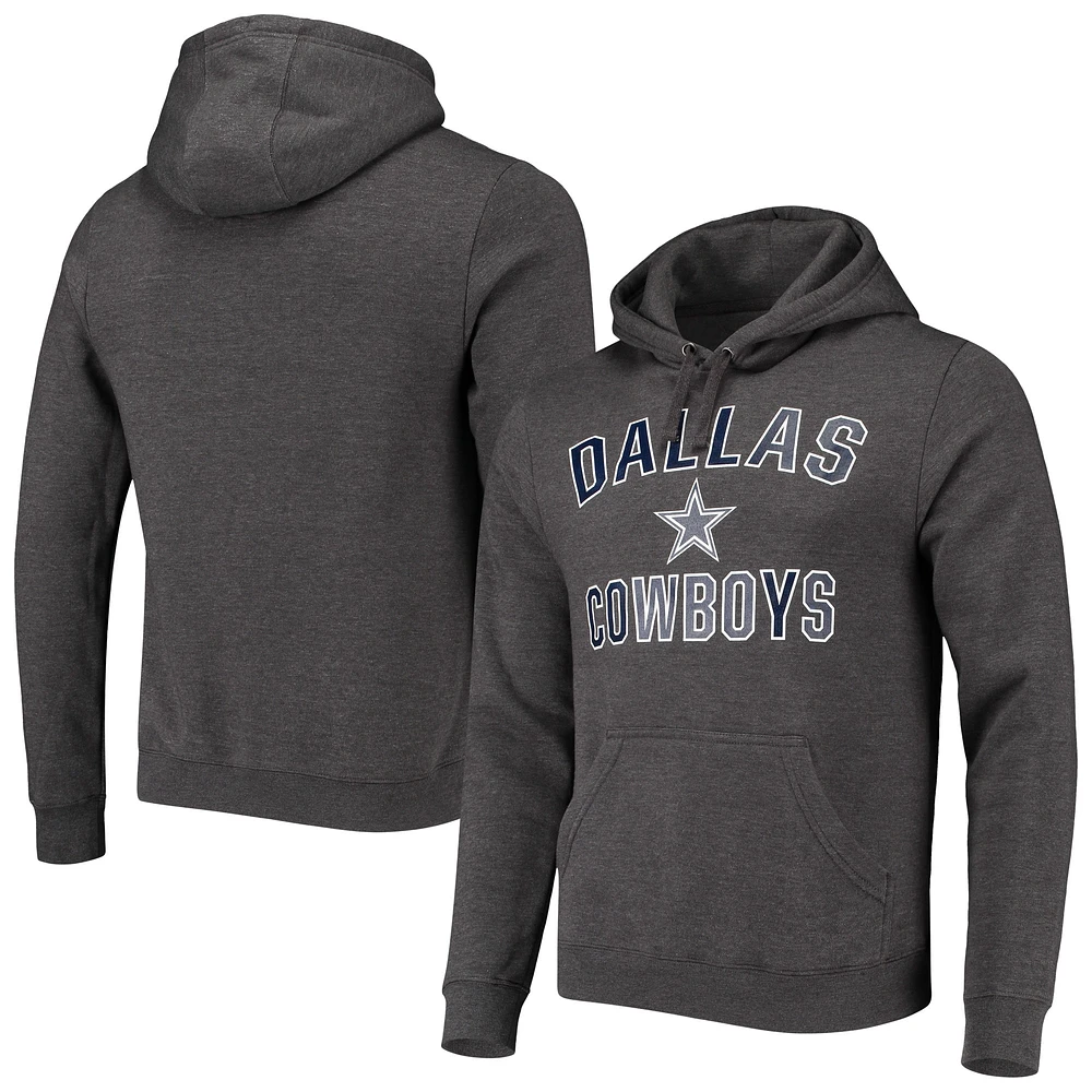 Sweat à capuche ajusté Fanatics Heather Charcoal pour hommes des Dallas Cowboys Victory Arch Team