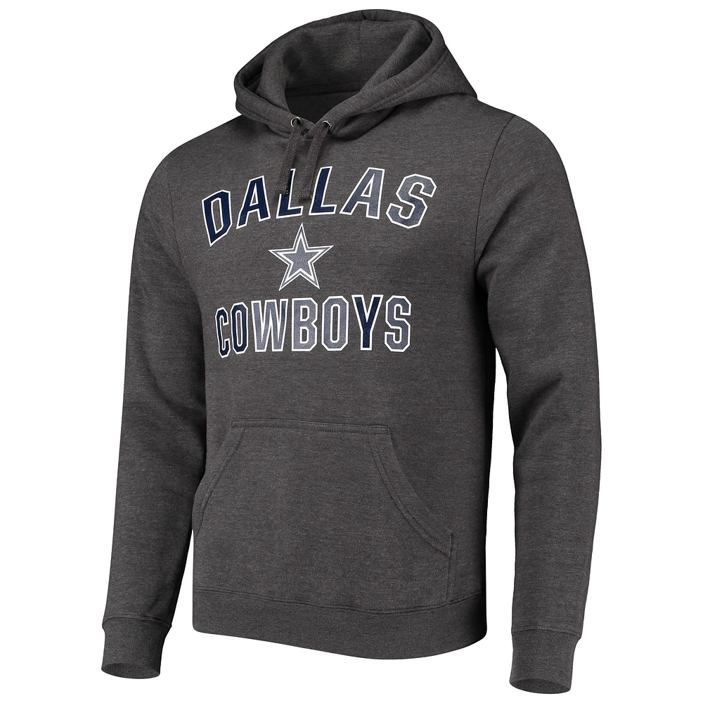 Sweat à capuche ajusté Fanatics Heather Charcoal pour hommes des Dallas Cowboys Victory Arch Team