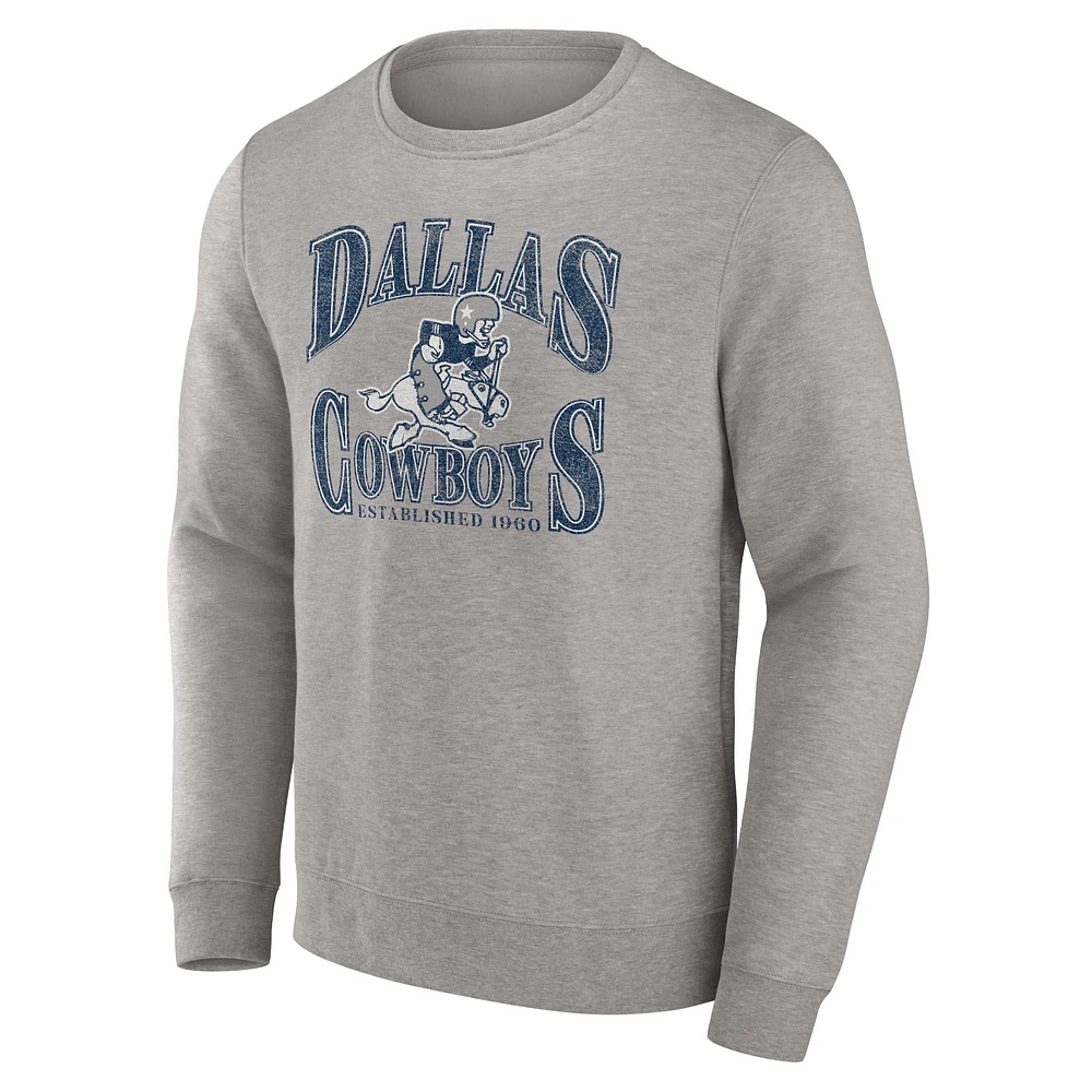 Men's Fanatics Heather Gray Dallas Cowboys Playability Pullover Sweatshirt