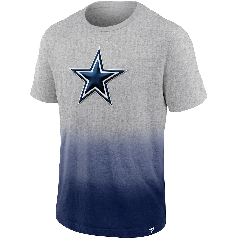 Men's Fanatics Heathered Gray/Navy Dallas Cowboys Team Ombre - T-Shirt
