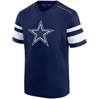 Men's Fanatics Navy Dallas Cowboys Textured Hashmark V-Neck T-Shirt