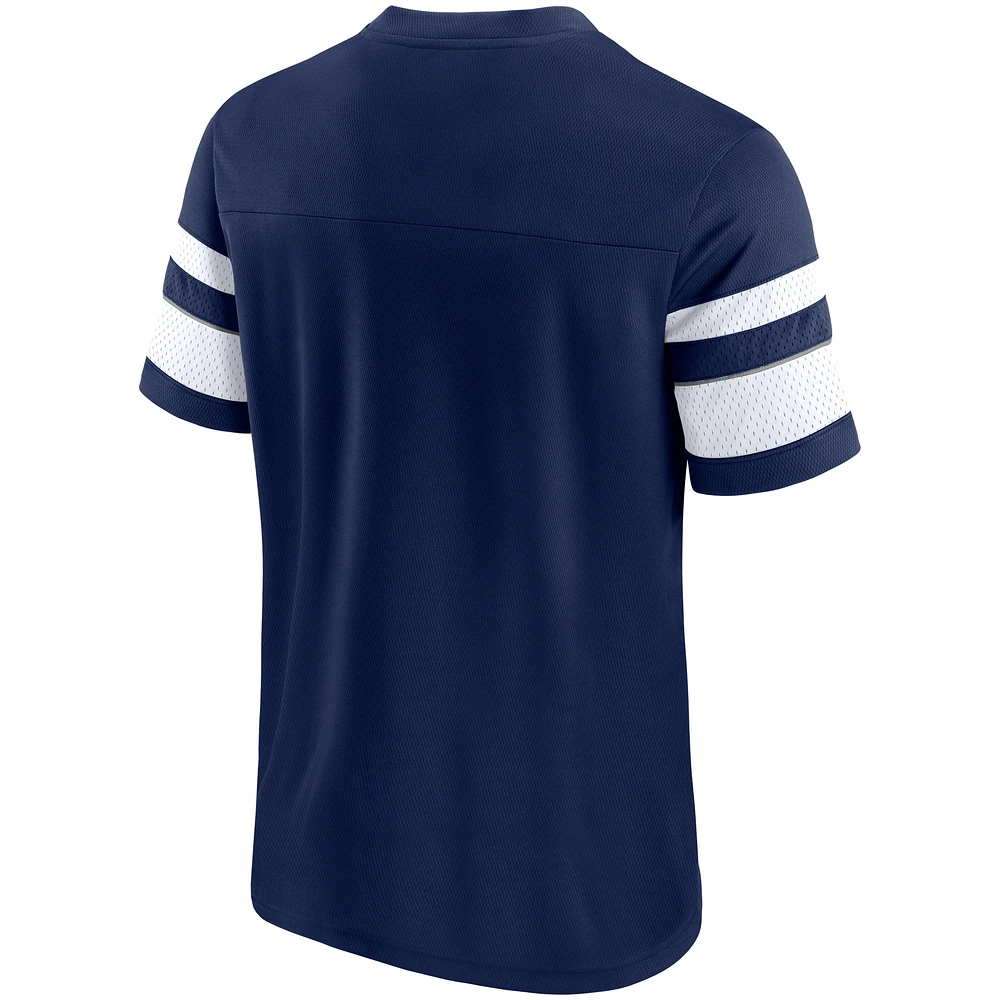 Men's Fanatics Navy Dallas Cowboys Textured Hashmark V-Neck T-Shirt
