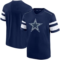 Men's Fanatics Navy Dallas Cowboys Textured Hashmark V-Neck T-Shirt