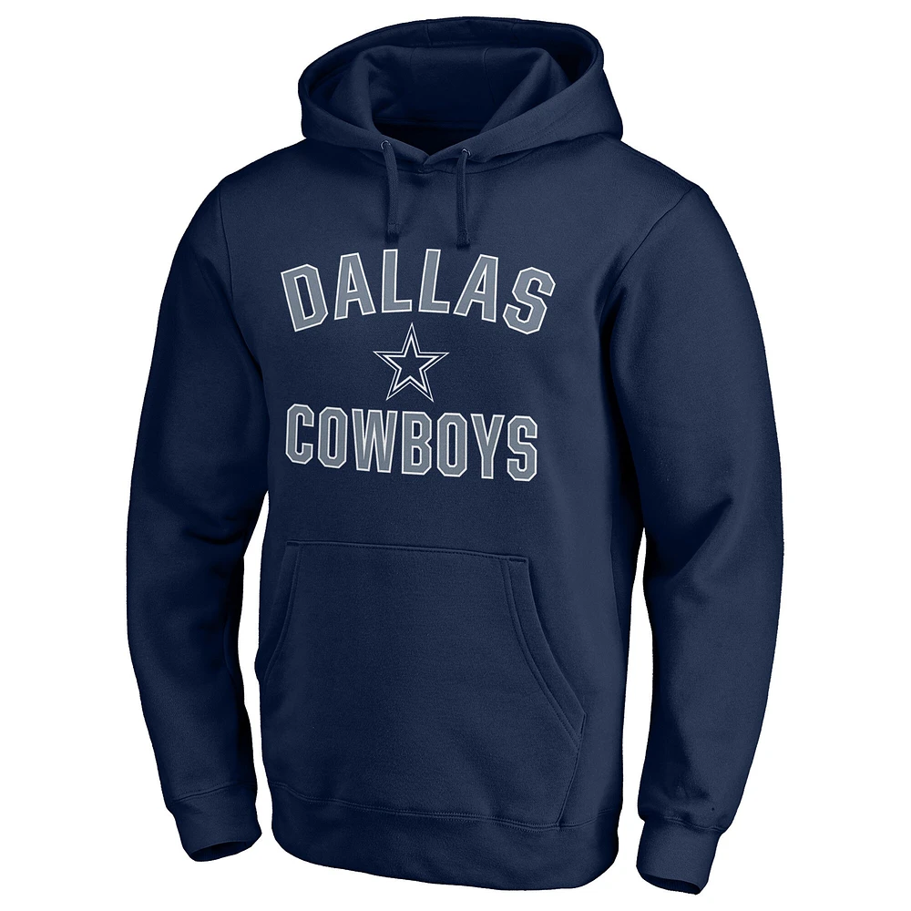 Men's Fanatics Navy Dallas Cowboys Victory Arch Team Fitted Pullover Hoodie