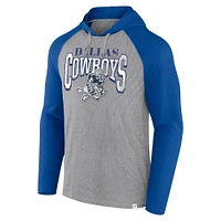 Men's Fanatics Silver/Navy Dallas Cowboys Under Center Long Sleeve Hoodie T-Shirt