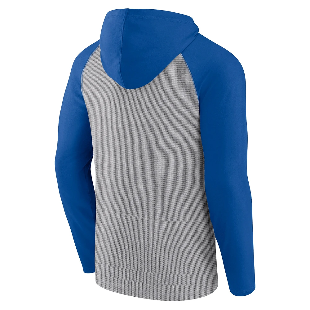 Men's Fanatics Silver/Navy Dallas Cowboys Under Center Long Sleeve Hoodie T-Shirt