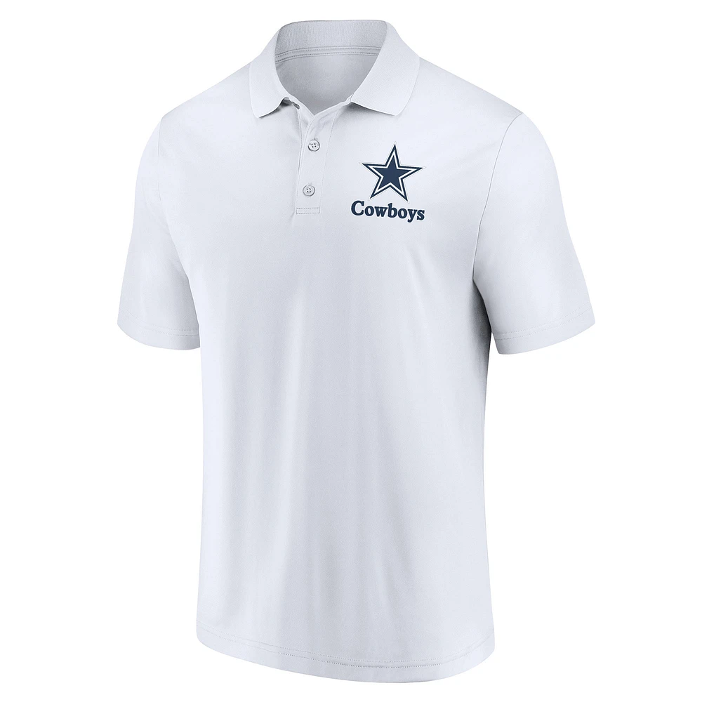 Men's Fanatics White/Navy Dallas Cowboys Throwback Polo Combo Set