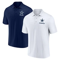 Men's Fanatics White/Navy Dallas Cowboys Throwback Polo Combo Set