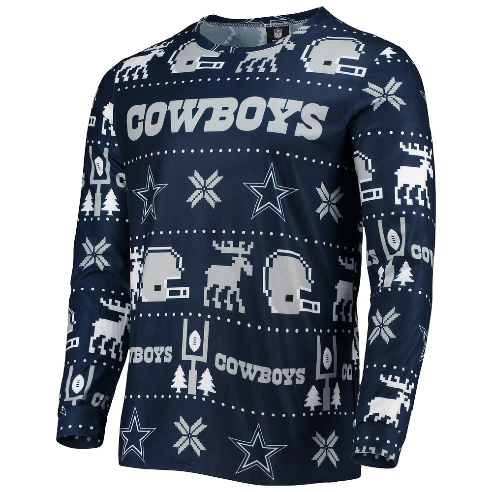 Men's FOCO Navy Dallas Cowboys Wordmark Ugly - Pajama Set