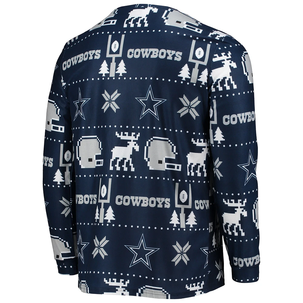 Men's FOCO Navy Dallas Cowboys Wordmark Ugly - Pajama Set