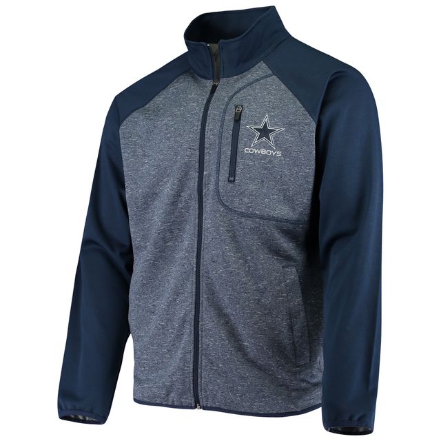 Blouson raglan à glissière pleine longueur G-III Sports by Carl Banks pour homme, bleu marine Dallas Cowboys Front Runner