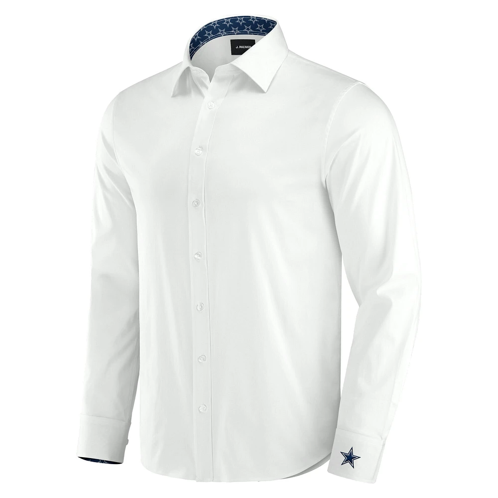 Men's J. Palmer White Dallas Cowboys Man-In-Motion Long Sleeve Button-Up Dress Shirt