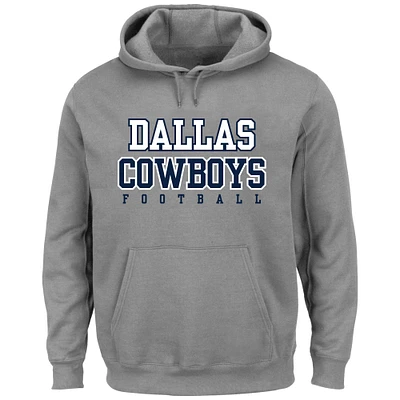 Chandail à capuchon d'entraînement Big & Tall Dallas Cowboys Majestic gris chiné pour homme