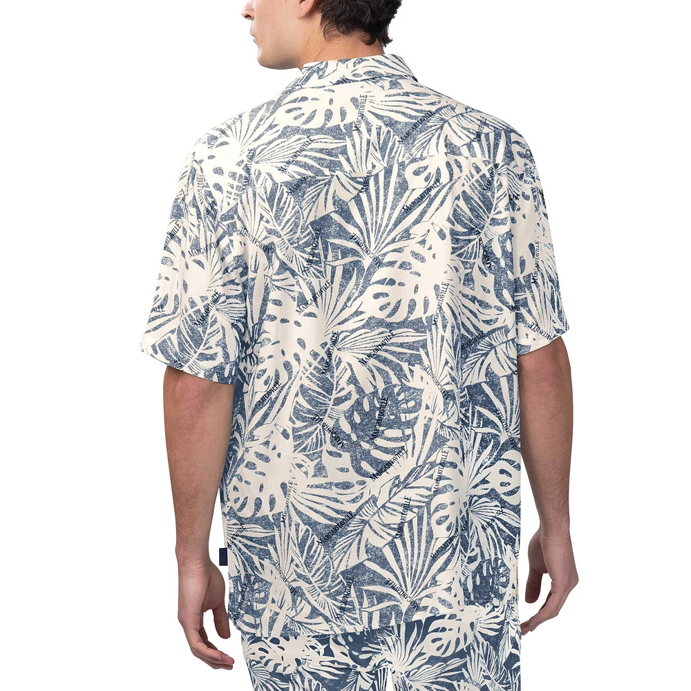 Men's Margaritaville Navy Dallas Cowboys Sand Washed Monstera Full-Button Party Shirt