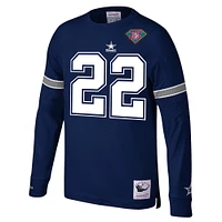 Men's Mitchell & Ness Emmitt Smith Navy Dallas Cowboys Throwback Retired Player Name Number Long Sleeve Top