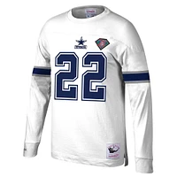 Men's Mitchell & Ness Emmitt Smith White Dallas Cowboys Retired Player Name Number Long Sleeve Top