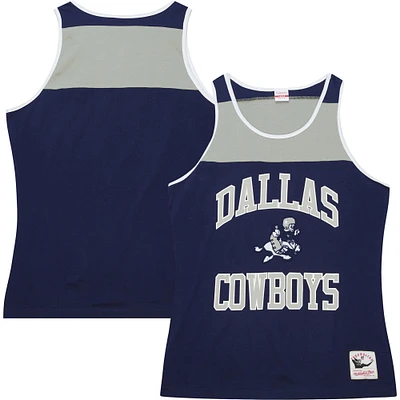 Débardeur à blocs de couleurs Heritage Dallas Cowboys Mitchell & Ness pour homme, bleu marine/gris