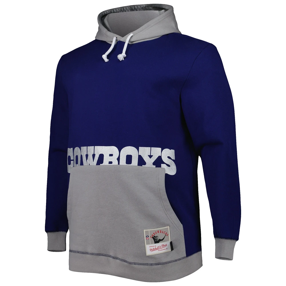Men's Mitchell & Ness Navy/Silver Dallas Cowboys Big Tall Face Pullover Hoodie
