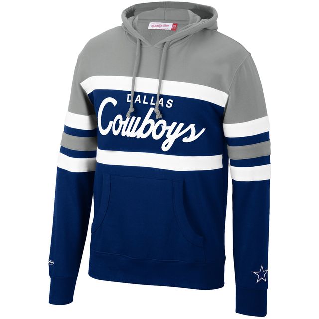 Pull pour hommes Mitchell & Ness Navy/Silver Dallas Cowboys Head Coach - Chandail à capuchon
