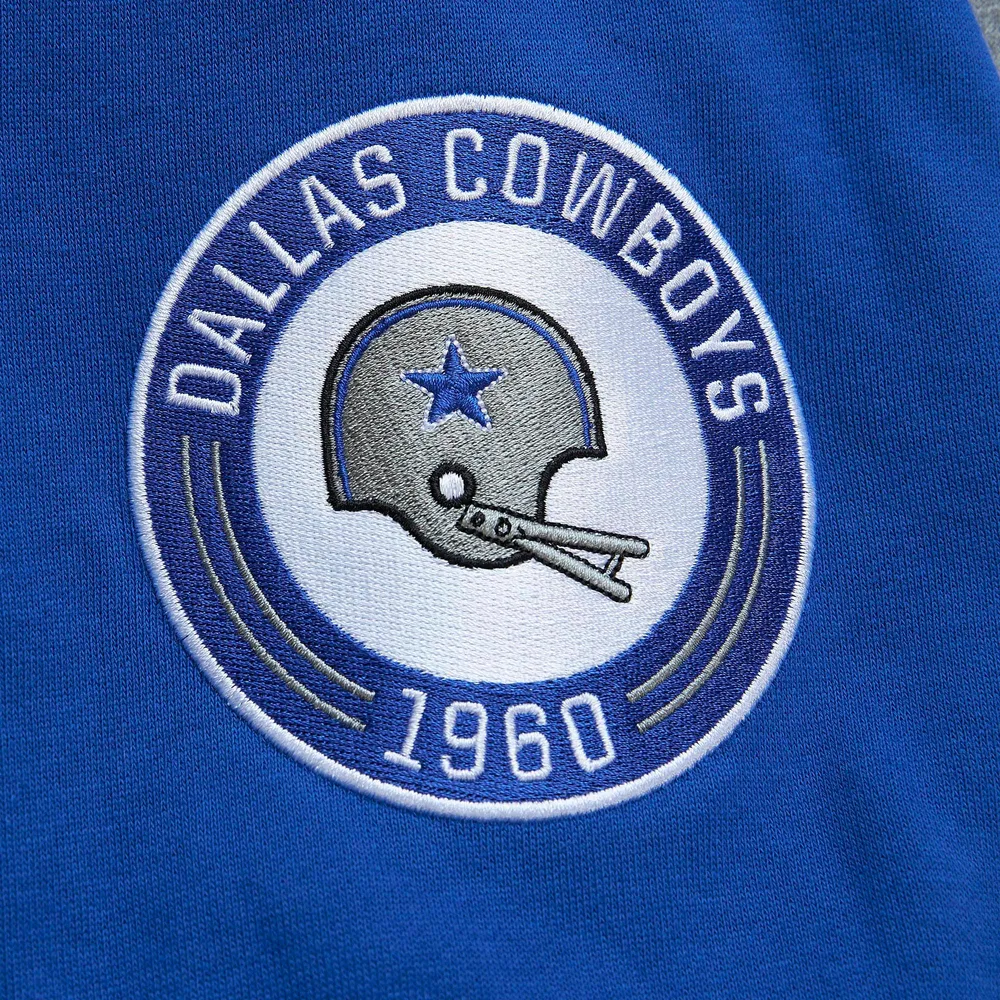 Men's Mitchell & Ness Royal Dallas Cowboys All Over 2.0 Pullover Sweatshirt