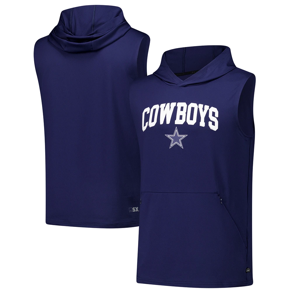 Sweat à capuche sans manches MSX by Michael Strahan bleu marine Dallas Cowboys Action pour homme