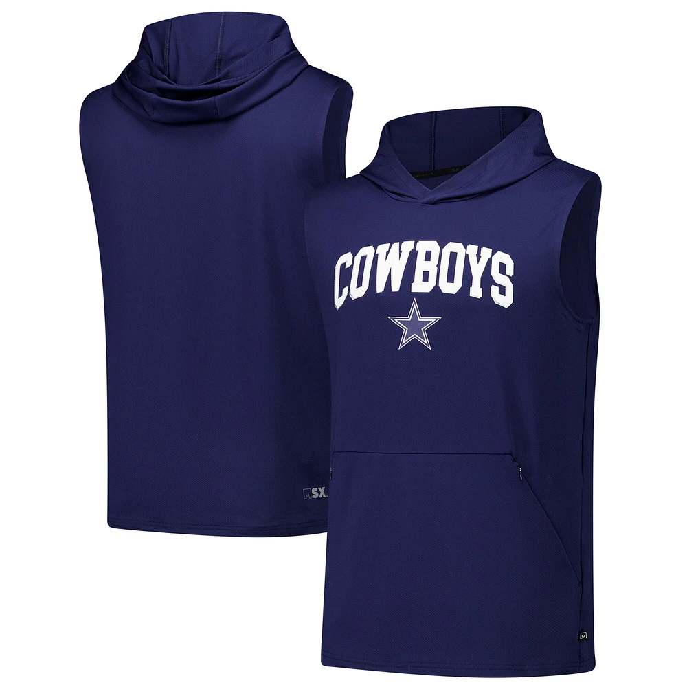 Sweat à capuche sans manches MSX by Michael Strahan bleu marine Dallas Cowboys Action pour homme