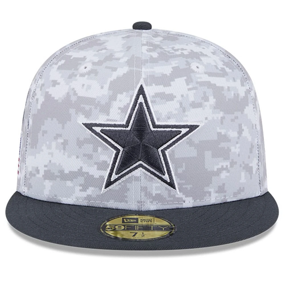 Men's New Era Arctic Camo/Graphite Dallas Cowboys 2024 Salute To Service 59FIFTY Fitted Hat