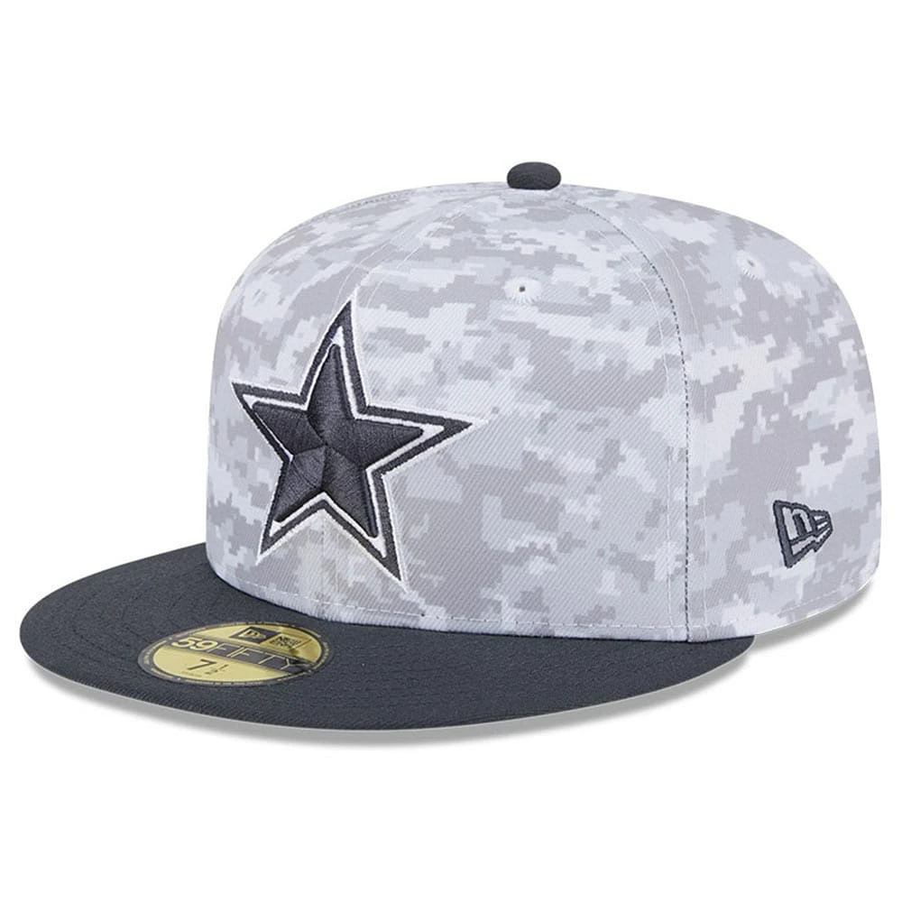 Men's New Era Arctic Camo/Graphite Dallas Cowboys 2024 Salute To Service 59FIFTY Fitted Hat