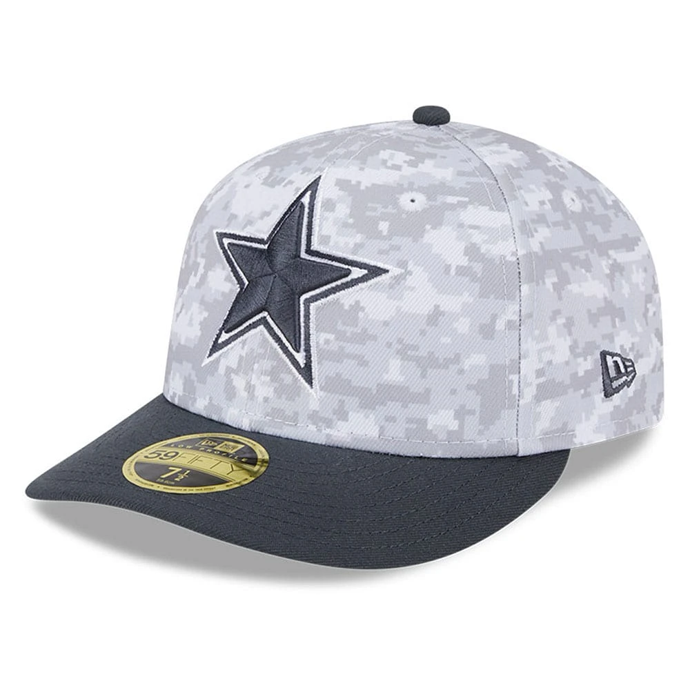Men's New Era Arctic Camo/Graphite Dallas Cowboys 2024 Salute To Service Low Profile 59FIFTY Fitted Hat