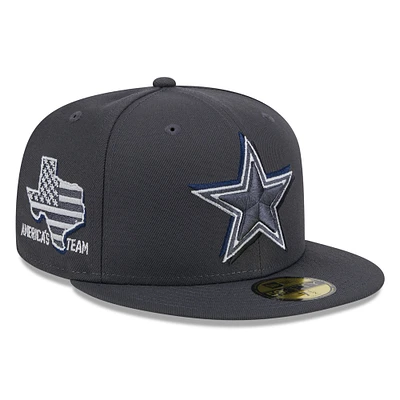 Casquette ajustée 59FIFTY officielle du repêchage NFL 2024 sur scène des Dallas Cowboys New Era Graphite pour hommes