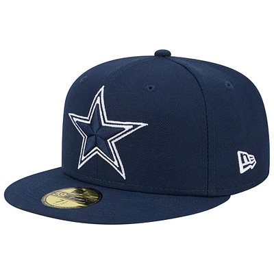Casquette ajustée Main 59FIFTY bleu marine Dallas Cowboys New Era pour homme