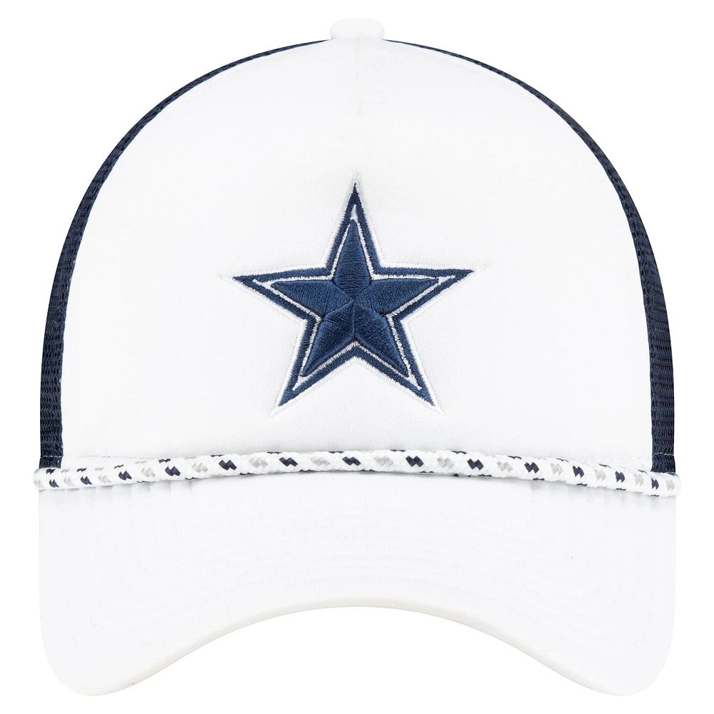 Men's New Era White/Navy Dallas Cowboys Court Sport Foam Front A-Frame 9FORTY Adjustable Trucker Hat