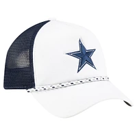 Men's New Era White/Navy Dallas Cowboys Court Sport Foam Front A-Frame 9FORTY Adjustable Trucker Hat