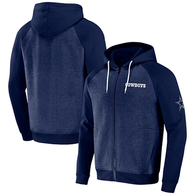 Collection NFL x Darius Rucker pour hommes par Fanatics Bleu marine Dallas Cowboys Raglan Sweat à capuche entièrement zippé
