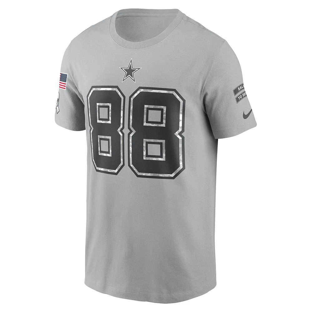 Men's Nike CeeDee Lamb Gray Dallas Cowboys 2024 Salute To Service Name & Number T-Shirt