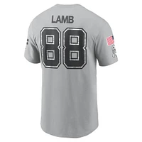 Men's Nike CeeDee Lamb Gray Dallas Cowboys 2024 Salute To Service Name & Number T-Shirt
