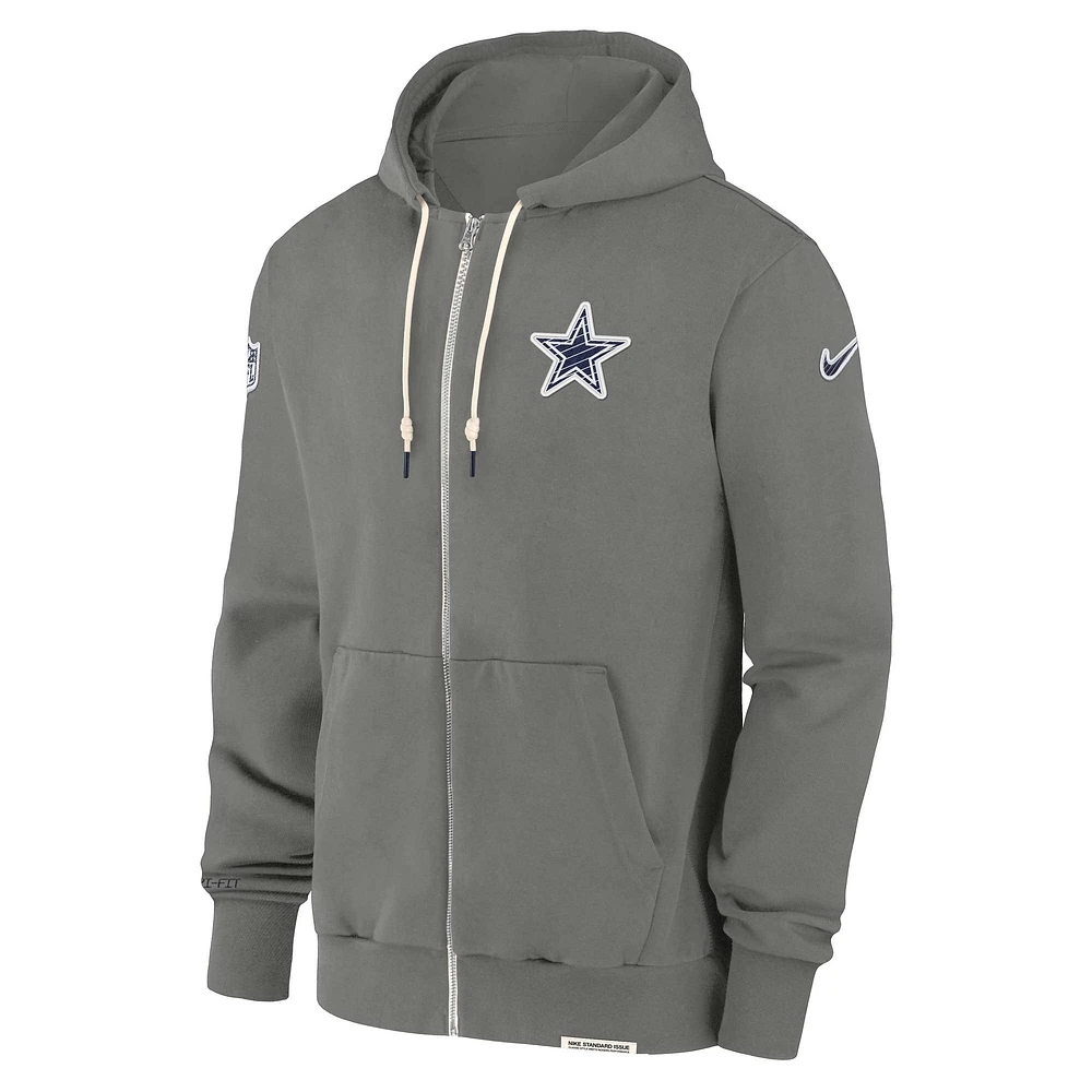 Men's Nike Gray Dallas Cowboys 2024/25 Sideline Player Performance Full-Zip Hoodie