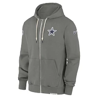 Men's Nike Gray Dallas Cowboys 2024/25 Sideline Player Performance Full-Zip Hoodie