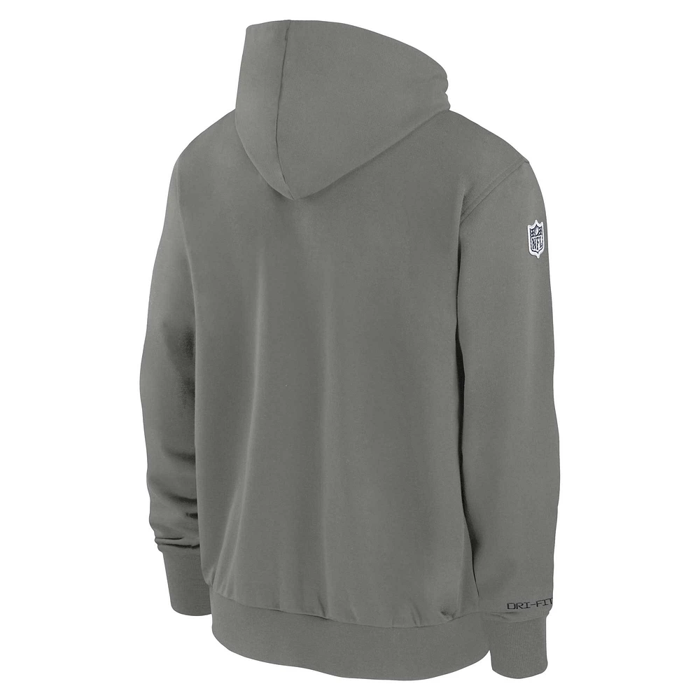 Men's Nike Gray Dallas Cowboys 2024/25 Sideline Player Performance Full-Zip Hoodie