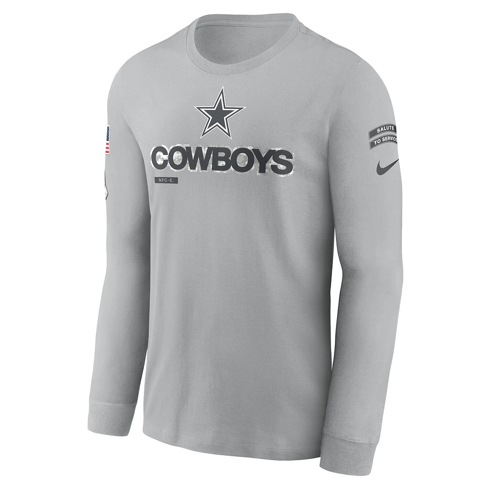 Men's Nike Gray Dallas Cowboys 2024 Salute To Service Long Sleeve T-Shirt