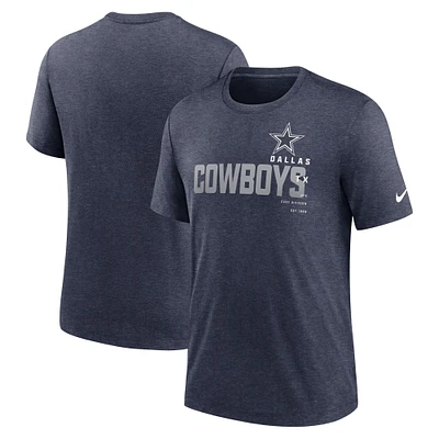 Men's Nike Heather Navy Dallas Cowboys Wordmark Tri-Blend - T-Shirt