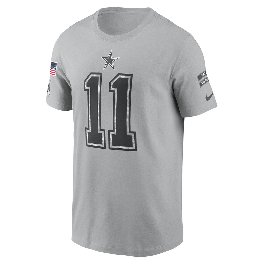 Men's Nike Micah Parsons Gray Dallas Cowboys 2024 Salute To Service Name & Number T-Shirt