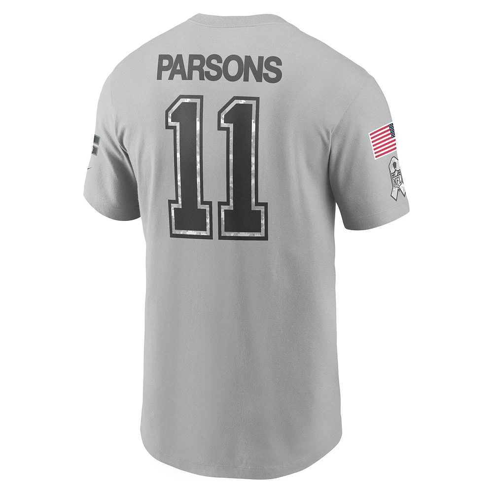 Men's Nike Micah Parsons Gray Dallas Cowboys 2024 Salute To Service Name & Number T-Shirt