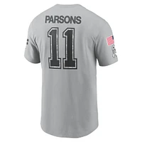 Men's Nike Micah Parsons Gray Dallas Cowboys 2024 Salute To Service Name & Number T-Shirt