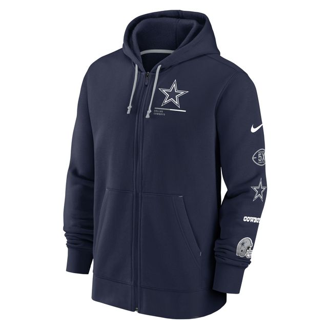 Équipe Fan Gear des Cowboys de Dallas Nike pour homme - Bleu marine Chandail à capuchon avec fermeture glissière complète