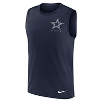 Men's Nike Navy Dallas Cowboys Large Logo Performance Muscle Tank Top